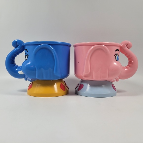 VTG Ringling Brothers‎ Circus Romeo Blue & Juliette Pink Elephant Child Mug Cups - Picture 5 of 8